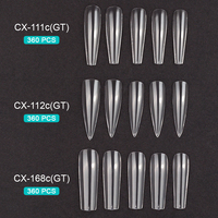 504 pièces de capsules d'ongles à presser en acrylique, couvrantes, sculptées, forme cercueil, style American, pour extension et nail art Gel X
