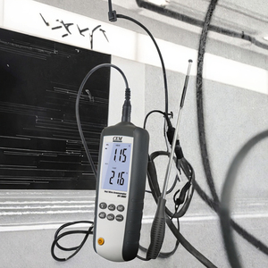 CEM DT-3880 เครื่องวัดความเร็วลมแบบใช้ลวดร้อนแบบพกพา อินเทอร์เฟซ USB เซ็นเซอร์วัดความเร็วลมแบบใช้ความร้อน จอแสดงผล LCD แบบพกพาสำหรับอุตสาหกรรม - Product Image 3
