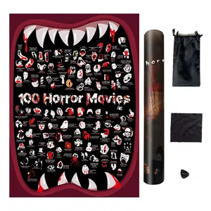Top 100 Scratch off Movies Horrors Posters Bundle Best Movies to Watch Checklist 100 horror movies for horror Lovers