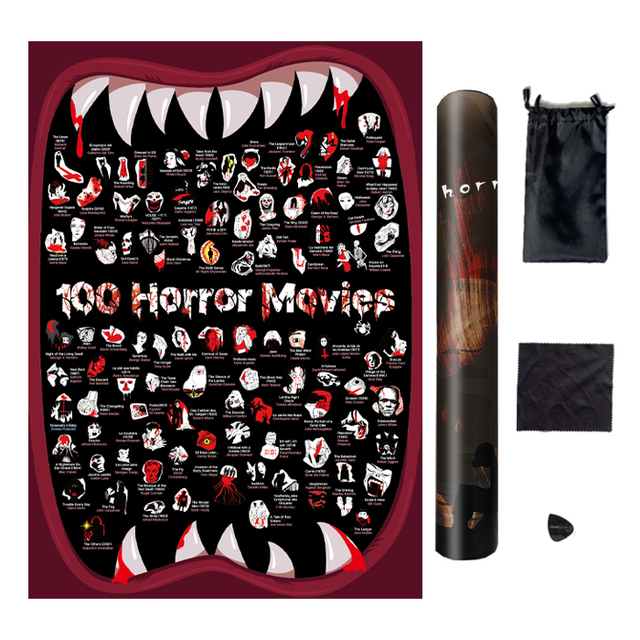Top 100 Scratch off Movies Horrors Posters Bundle Best Movies to Watch Checklist 100 Horror Movies for Horror Lovers