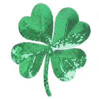 Nouveaux patchs thermocollants personnalisés en gros pour la Saint-Patrick et le Mardi Gras, avec de grands sequins brillants et broderies en chenille, pour vêtements