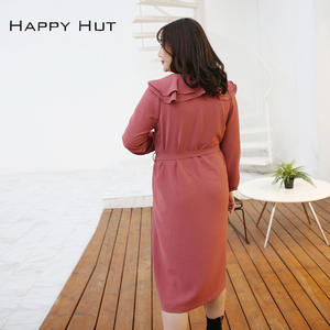 แฮปปี้ฮัทชุดเดรสแขนยาวผู้หญิงไซส์ใหญ่พร้อมโบว์ผูกคอปีเตอร์แพนสีทึบสวมใส่สบายๆทุกวัน N6626 - Product Image 2
