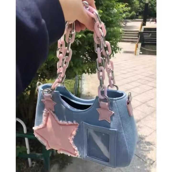 Y2K Star Patch Denim Purse