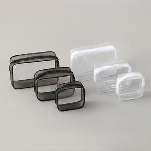 女性用ファッション透明PVCメイクアップオーガナイザー、カスタムロゴ入り、旅行用バッグ、ジッパー開閉式、携帯用、防水 - Product Image 3