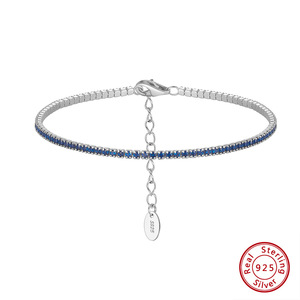 1.5mm <b>Solid</b> Color Zircon Tennis Chain S925 Adjustable Platinum Plated Sterling <b>Silver</b> Women's <b>Bracelet</b> Fine Chain Link - Product Image 5