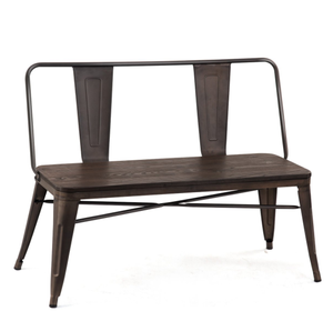 Wholesale Mid-Century Gunmetal Inspired Double Wooden <strong>Seat</strong> Metal <strong>Dining</strong> Side Industrial <strong>Bench</strong> - Product Image 2