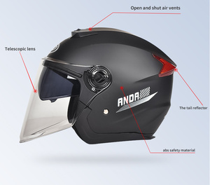 Casco Moto Unisex Portatile Mezza Faccia AD in ABS con Doppia Visiera, Protezione per la Testa per Adulti, Vendita Diretta dal Produttore - Product Image 2