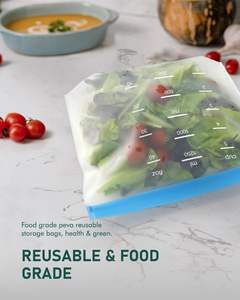 Sacs de conservation alimentaire à fermeture éclair thermoscellable à 3 côtés, étanches et refermables, en plastique, pour usage domestique - Product Image 2
