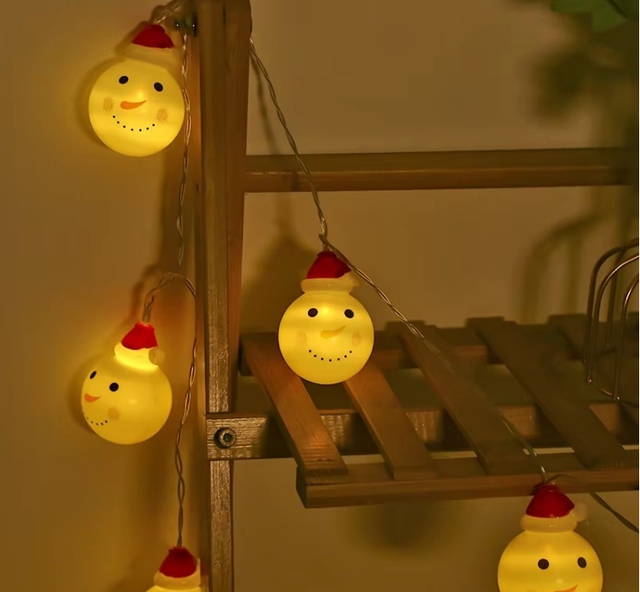 GD LED Holiday Christmas Decoration Light String Snowman Santa Claus ABS Material Battery Box Hanging