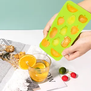 Multi Cavity Fruit Shape Silicone Mold Reusable Non-stick Easy Release Soft Silicone Ice Cube Trays for ice baking chocolate