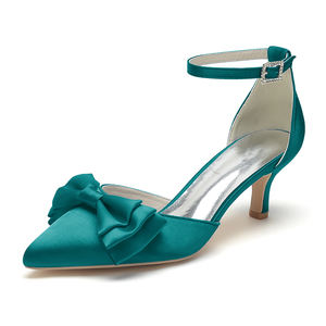 6cm Sizes35-43 plusieurs couleurs mode Sexy Satin grand nœud escarpins à talons aiguilles bride à la cheville femmes talons hauts chaussures de mariage pour la mariée - Product Image 3
