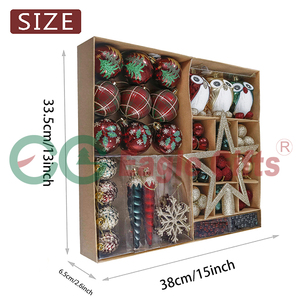 กล่องของขวัญคุณภาพสูง EAGLEGIFTS ชุดเครื่องประดับตกแต่งต้นคริสต์มาส <span class=keywords><strong>ลูก</strong></span>บอลสีแดง ทอง เขียว รูปนกฮูก เกล็ดหิมะ น้ำแข็งย้อย โคนต้นสน จี้คริสต์มาส - Product Image 2