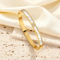 Fabrieksgroothandel grensoverschrijdende waterdichte, niet-verblekende roestvrijstalen diamanten luxe trendy dames armband verguld met 18K goud