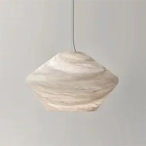 Hiện đại đơn giản Thiết kế phòng khách khách sạn LED Chandelier Alabaster đá cẩm thạch ánh sáng mặt dây chuyền