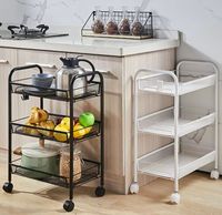 Estante Metálico para el Hogar, Estante de Almacenamiento Simple Vertical para Frutas, Estante de Almacenamiento de 3 Niveles, Organizador de Cocina y Baño con Ruedas