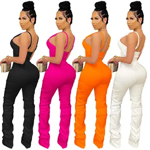 2022 set estivi logo personalizzato moda donna casual senza maniche impilato neon donna 2 pezzi pantaloni set abbigliamento