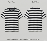 T-shirt en coton à manches courtes et col rond pour homme, en jersey teint en fil rayé, style décontracté urbain, pull-over, fabricant de logos personnalisés