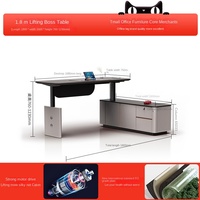 Bureau de direction en bois à levage électrique avec panneau, double moteur intelligent, extensible, moderne, luxe léger, bureau de haut niveau