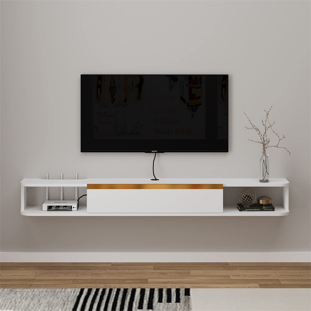 55'' Wall Mounted Entertainment Center TV Media Console, Floating Shelves With Door, Floating TV Cabinet