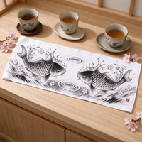 Serviette de cuisine et décoration murale en coton japonais Tenugui, imprimée traditionnellement, multi-usages, avec impression personnalisée
