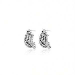 Amy Amy <b>Huggie</b> Earrings <b>Silver</b> Plated Vintage Style For Women Party Jewelry PE2658 - Product Image 3