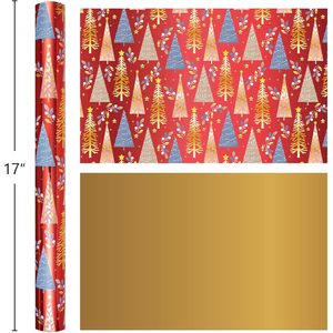 MAYPLUSS Christmas Wrapping Paper Roll 17in X 33ft Red Tree Design Gift Craft Packaging - Product Image 4