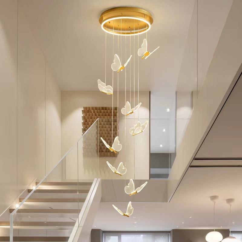 Indoor Hotel Livingroom Chandelier Light Luxury Led Modern Butterfly Style Stair Chandelier Pendant Lighting · image 2