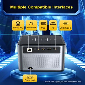 Projecteur portable 4K avec mise en miroir BT bidirectionnelle, télécommande vocale, touche tactile, USB Type-C, cinéma maison extérieur, OEM personnalisé - Product Image 6