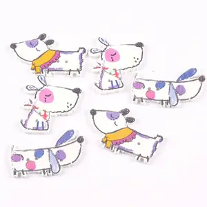 Atacado kawaii 2-buracos forma do cão personalizado feito botões de madeira para roupas saco chapéu sapatos