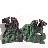 Cristal de Zoisite Rubis, Sculpture de Château de Dragon, Pierre de Guérison, Ornement de Dragon, Artisanat en Cristal pour la Décoration