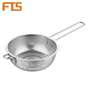 FTS stainless steel food strainer strainer skimmer for kitchen handles colander metal strainer with handles