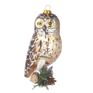 Homemade Hand Blown Christmas <strong>Ornaments</strong> Hanging Glass Tree Blown <strong>Owl</strong> - Product Image 1