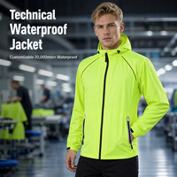 Blouson bomber léger à capuche pour homme, fermeture éclair, imperméable (20 000 mm+), détails réfléchissants, tissu sans PFC, randonnée en plein air, sportif