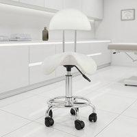 Chaise de salon en cuir PU noir imperméable pour barbier, avec dossier et roulettes, chaise de manucure, tabouret de pédicure en éponge haute densité