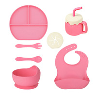 Oem Odm personnalisé écologique classique produits de salle à manger pour enfants sans Bpa ensemble d'alimentation pour bébé bol en silicone bavoir assiette cuillère fourchette tasse