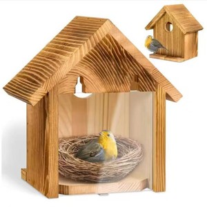 Nichoir en bois avec fenêtre transparente, à suspendre en extérieur, pour oiseaux - Product Image 1
