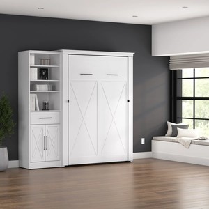 Wood Murphy Bed and Shelving <strong>Unit</strong> with Drawer and Doors - Product Image 4