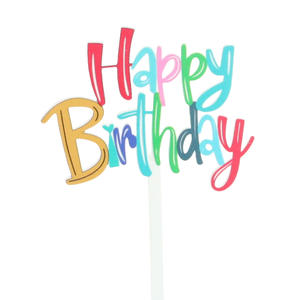 Decoración de Pastel de Cumpleaños Acrílica Impresa Ins <span class=keywords><strong>Fengcai</strong></span>, Adornos de Pastel de Cumpleaños Coloridos UV Directamente del Fabricante - Product Image 4