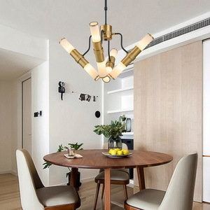 Forma cilíndrica de vidrio claro lámpara E14 candelabro de cristal moderno para vivir Hotel de araña colgante de luz led - Product Image 6