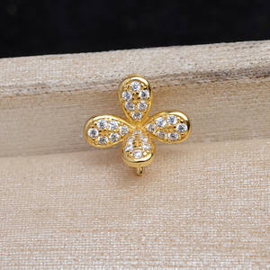 Pendentif fleur en argent S925, herbe porte-bonheur, aiguille droite, 11-12 mm, accessoire de bricolage pour bijoux en perles - JG5928, produit semi-fini - Product Image 4