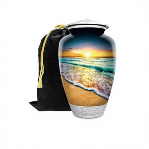 Ondas en la urna de playa para cenizas humanas adultas grandes hechas a mano Memorial Sun Beach Funeral Urna de cremación decorativa para mujeres - Product Image 1