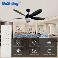 Ventilateur LED moderne de 52 pouces avec 5 pales, télécommande, moteur CC, 6 vitesses, construction en métal + ABS, fonctionnement silencieux