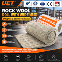 Couverture en laine de roche CE ISO avec treillis métallique 90 kg/m³ 50 mm ou isolation thermique ignifuge pour chaudières industrielles en rouleau