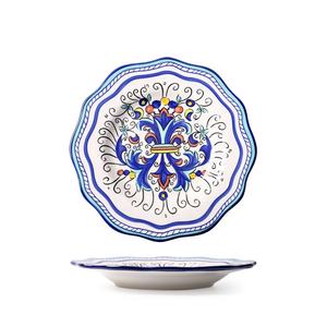 ชุดจานเซรามิกทาสีด้วยมือสไตล์ตะวันตกชามสลัดจานสเต็กชุดแก้วอาหารเช้า - Product Image 6