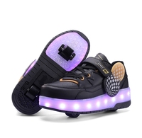 Chaussures à roulettes réglables à 2 roues pour enfants, prix d'usine en gros, chaussures de skate d'extérieur de haute qualité avec lumières LED clignotantes