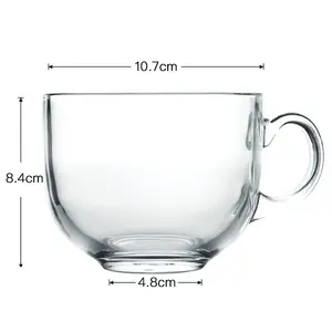 批发450毫升早餐家庭饮水器马克杯大透明玻璃咖啡杯带手柄牛奶杯