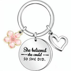 Porte-clés personnalisé en acier inoxydable argenté de haute qualité avec inscription, cadeau créatif pour les fêtes, pour amis et sœurs - Product Image 5