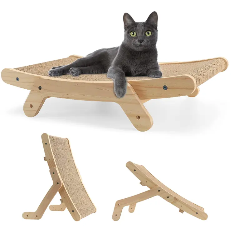 Gato escalada quadro madeira sólida design gato scratcher papelão dupla face gato arranhando bordo