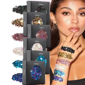 Hot Sale Private Label 8 Colors Face Body Chunky Flakes Loose Glitter Makeup for Holiday
