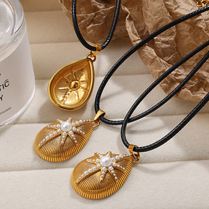 Collier pendentif goutte d'eau plaqué or avec perle imitation étoile, chaîne en acier inoxydable, bijoux élégants pour femmes - Product Image 5